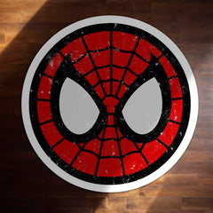 Spider-Man Face Round Rug | Marvel Superhero Inspired Floor Mat | Anti-Slip 3 mm Absorbent Circle Rug for Bedroom, Gaming Room & Kids Room