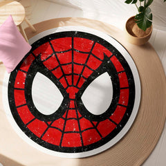 Spider-Man Face Round Rug | Marvel Superhero Inspired Floor Mat | Anti-Slip 3 mm Absorbent Circle Rug for Bedroom, Gaming Room & Kids Room