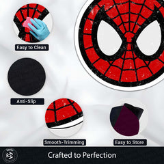 Spider-Man Face Round Rug | Marvel Superhero Inspired Floor Mat | Anti-Slip 3 mm Absorbent Circle Rug for Bedroom, Gaming Room & Kids Room