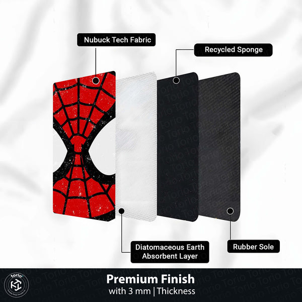 Spider-Man Face Round Rug | Marvel Superhero Inspired Floor Mat | Anti-Slip 3 mm Absorbent Circle Rug for Bedroom, Gaming Room & Kids Room
