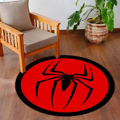 Spider-Man Logo Round Rug | Marvel Superhero Symbol Floor Mat | Anti-Slip 3 mm Absorbent Circle Rug for Bedroom, Gaming Room & Kids Room