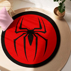 Spider-Man Logo Round Rug | Marvel Superhero Symbol Floor Mat | Anti-Slip 3 mm Absorbent Circle Rug for Bedroom, Gaming Room & Kids Room