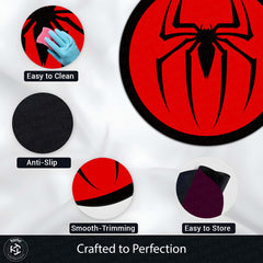Spider-Man Logo Round Rug | Marvel Superhero Symbol Floor Mat | Anti-Slip 3 mm Absorbent Circle Rug for Bedroom, Gaming Room & Kids Room