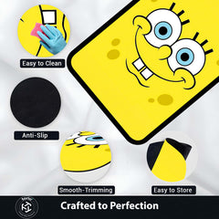 SpongeBob SquarePants Smiley Face Area Flat Rug | Minimal Cartoon Character Area Flat Rug | Premium Cartoon Bedroom & Gaming Room Floor Decor