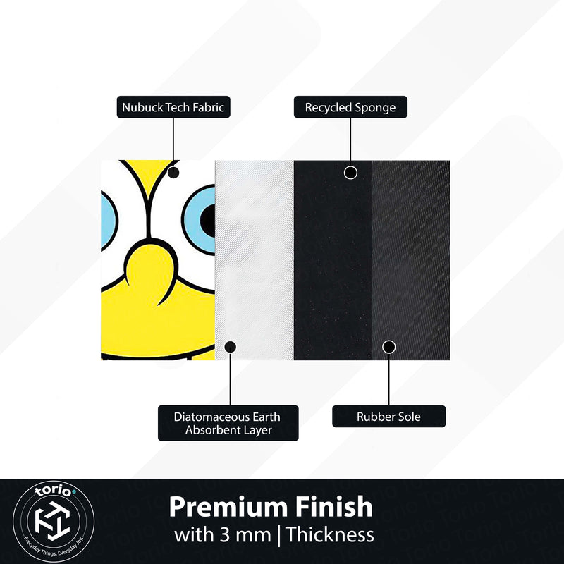 SpongeBob SquarePants Smiley Face Area Flat Rug | Minimal Cartoon Character Area Flat Rug | Premium Cartoon Bedroom & Gaming Room Floor Decor