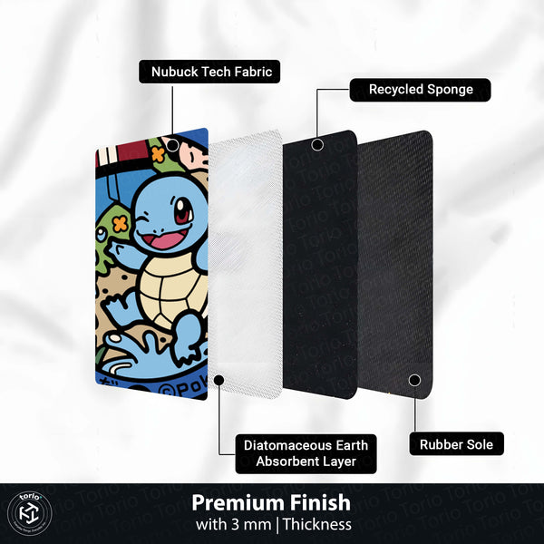 Squirtle Round Rug | Cute Pokémon Water-Type Character Floor Mat | Anti-Slip 3 mm Absorbent Circle Rug for Bedroom, Gaming Room & Kids Room