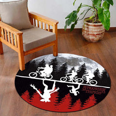 Stranger Things Round Rug | Upside Down Moon Scene Floor Mat | Anti-Slip 3 mm Absorbent Circle Rug for Bedroom, Gaming Room & TV Series Fans