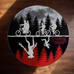 Stranger Things Round Rug | Upside Down Moon Scene Floor Mat | Anti-Slip 3 mm Absorbent Circle Rug for Bedroom, Gaming Room & TV Series Fans