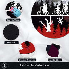 Stranger Things Round Rug | Upside Down Moon Scene Floor Mat | Anti-Slip 3 mm Absorbent Circle Rug for Bedroom, Gaming Room & TV Series Fans
