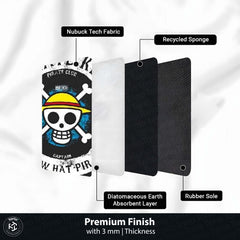 One Piece Straw Hat Pirates Round Rug | Pirate King Skull Floor Mat | Anti-Slip 3 mm Absorbent Circle Rug for Bedroom, Gaming Room & Anime Fans