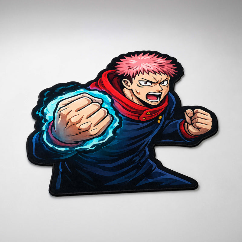 Yuji Itadori Punch Cut-out Flat Rug | Jujutsu Kaisen Anime Flat Rug | Premium Sorcerer Gaming Room Floor Decor