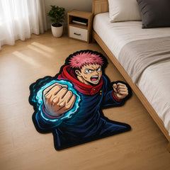 Yuji Itadori Punch Cut-out Flat Rug | Jujutsu Kaisen Anime Flat Rug | Premium Sorcerer Gaming Room Floor Decor