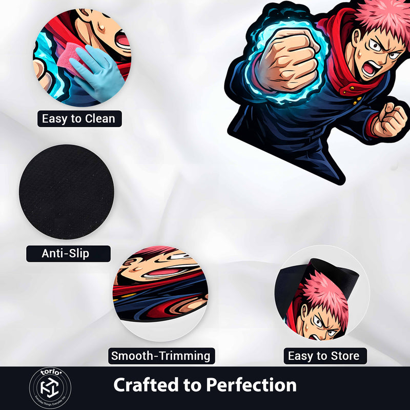 Yuji Itadori Punch Cut-out Flat Rug | Jujutsu Kaisen Anime Flat Rug | Premium Sorcerer Gaming Room Floor Decor