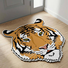 Majestic Tiger Face Floor Mat (3 mm Thick) | Fierce Wildlife Art Mat for Living Room, Bedroom, Studio & Modern Home Decor