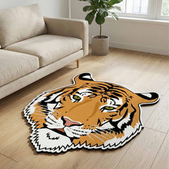 Majestic Tiger Face Floor Mat (3 mm Thick) | Fierce Wildlife Art Mat for Living Room, Bedroom, Studio & Modern Home Decor