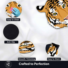 Majestic Tiger Face Floor Mat (3 mm Thick) | Fierce Wildlife Art Mat for Living Room, Bedroom, Studio & Modern Home Decor