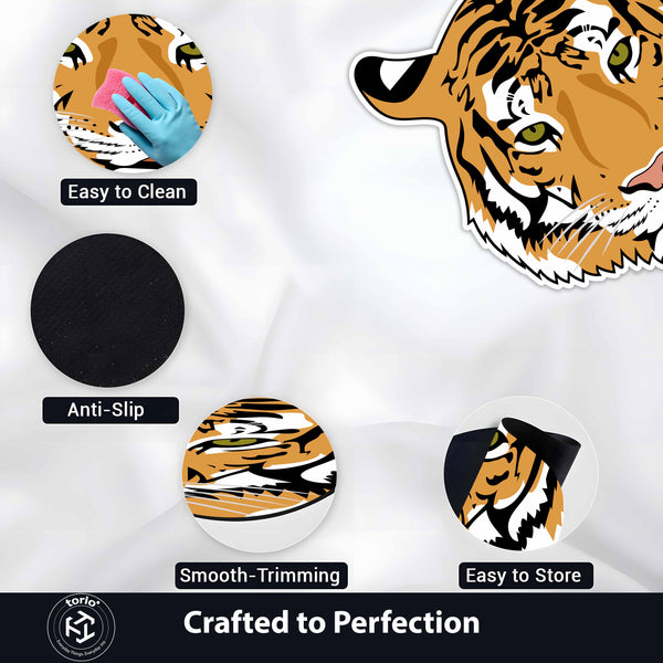 Majestic Tiger Face Floor Mat (3 mm Thick) | Fierce Wildlife Art Mat for Living Room, Bedroom, Studio & Modern Home Decor
