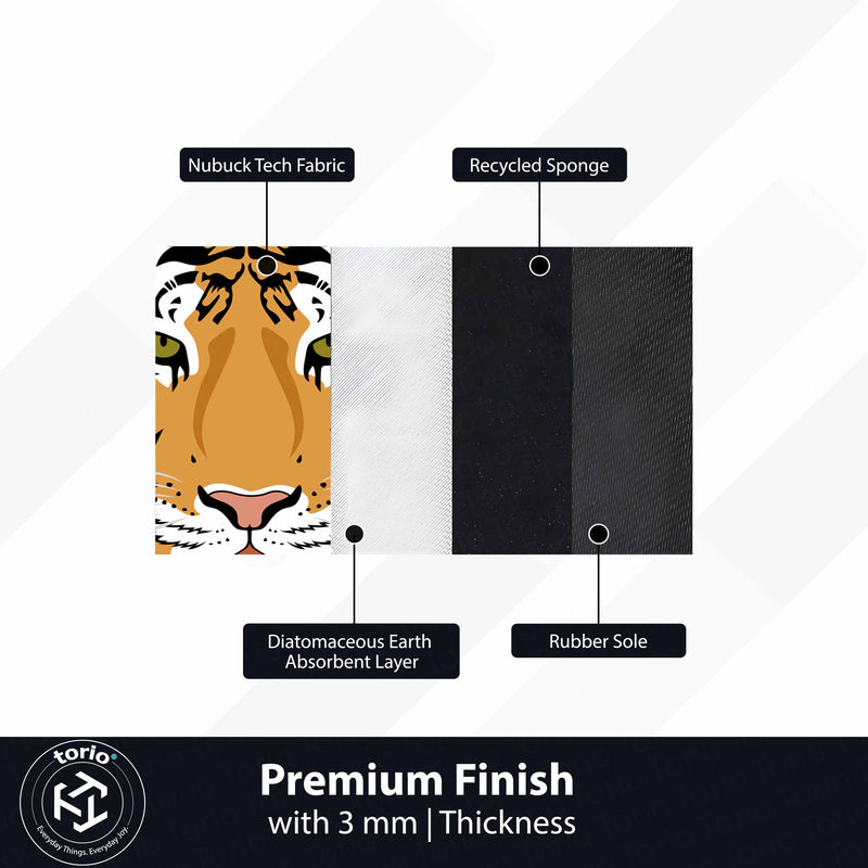 Majestic Tiger Face Floor Mat (3 mm Thick) | Fierce Wildlife Art Mat for Living Room, Bedroom, Studio & Modern Home Decor