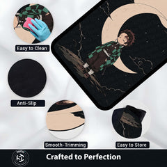 Tanjiro Kamado Demon Slayer Area Flat Rug | Moonlit Anime Hero Area Flat Rug | Premium Anime Bedroom & Gaming Room Floor Decor