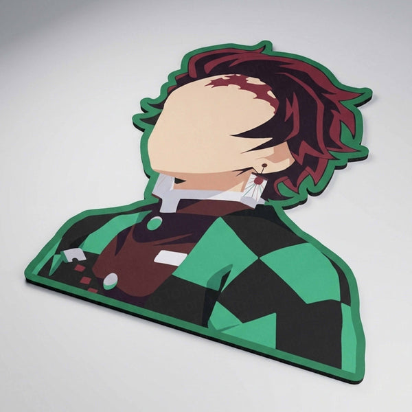 Tanjiro Kamado Inspired Anime Floor Mat (3 mm Thick) | Green Checkered Slayer Art for Anime Rooms, Gaming Setup & Otaku Decor