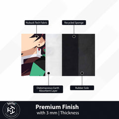 Tanjiro Kamado Inspired Anime Floor Mat (3 mm Thick) | Green Checkered Slayer Art for Anime Rooms, Gaming Setup & Otaku Decor