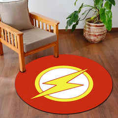 The Flash Logo Round Rug | DC Superhero Floor Mat | Anti-Slip 3 mm Absorbent Circle Rug for Bedroom, Gaming Room & Comic Fans