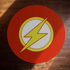 The Flash Logo Round Rug | DC Superhero Floor Mat | Anti-Slip 3 mm Absorbent Circle Rug for Bedroom, Gaming Room & Comic Fans
