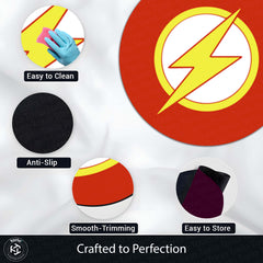 The Flash Logo Round Rug | DC Superhero Floor Mat | Anti-Slip 3 mm Absorbent Circle Rug for Bedroom, Gaming Room & Comic Fans