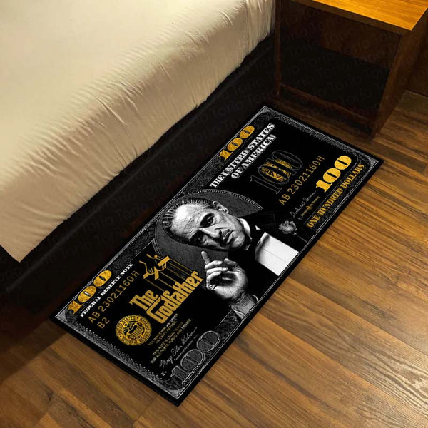 The Godfather Flat Rug | Luxury Dollar Note Mafia Movie Flat Rug | Vintage Gangster Floor Mat for Bedroom, Gaming Room & Home Decor