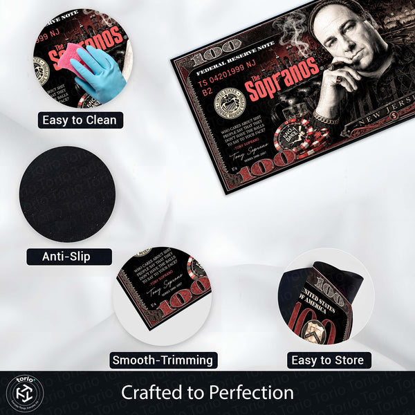 The Sopranos Flat Rug | Luxury Dollar Note Mafia TV Series Flat Rug | Vintage Gangster Floor Mat for Bedroom, Gaming Room & Home Decor
