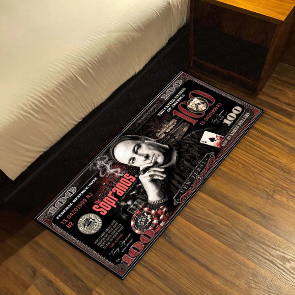The Sopranos Flat Rug | Luxury Dollar Note Mafia TV Series Flat Rug | Vintage Gangster Floor Mat for Bedroom, Gaming Room & Home Decor