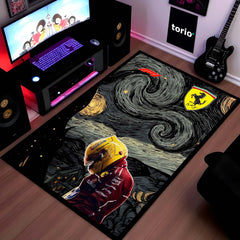 Carlos Sainz Jr. F1 Starry Night  | Formula 1 Racing Champion Wall Hanging | Unique Motorsport & Fine Art Mashup for Fan Cave