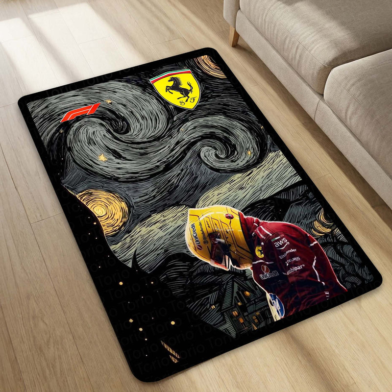 Carlos Sainz Jr. F1 Starry Night  | Formula 1 Racing Champion Wall Hanging | Unique Motorsport & Fine Art Mashup for Fan Cave