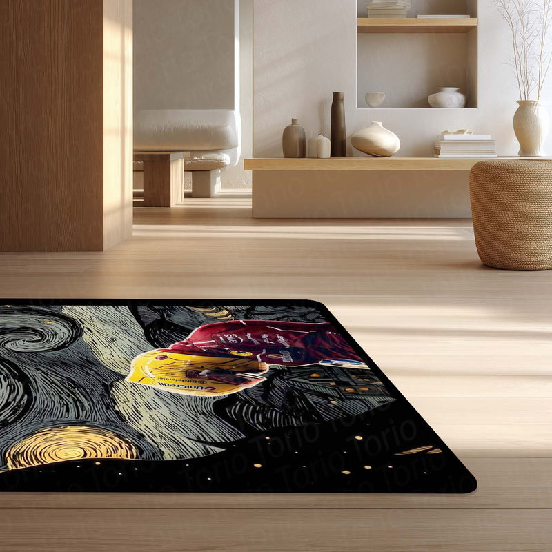 Carlos Sainz Jr. F1 Starry Night  | Formula 1 Racing Champion Wall Hanging | Unique Motorsport & Fine Art Mashup for Fan Cave