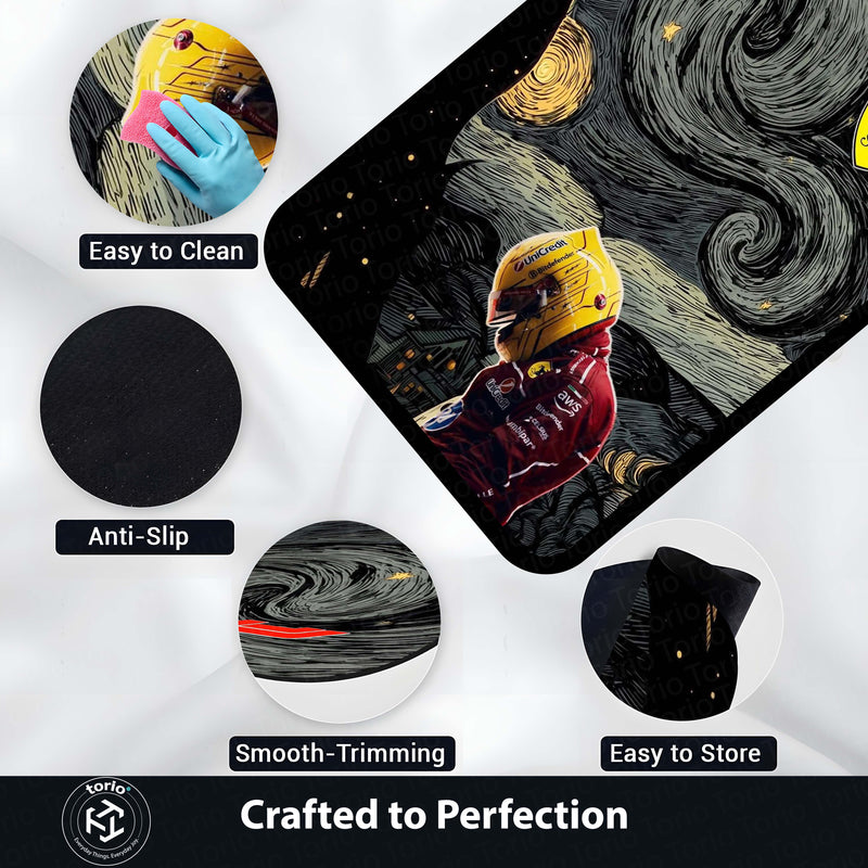 Carlos Sainz Jr. F1 Starry Night  | Formula 1 Racing Champion Wall Hanging | Unique Motorsport & Fine Art Mashup for Fan Cave
