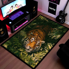 Sleeping Tiger Jungle Area Rug | Wildlife Animal Floor Mat | Nature Theme Rug for Bedroom, Living Room & Gaming Room Decor