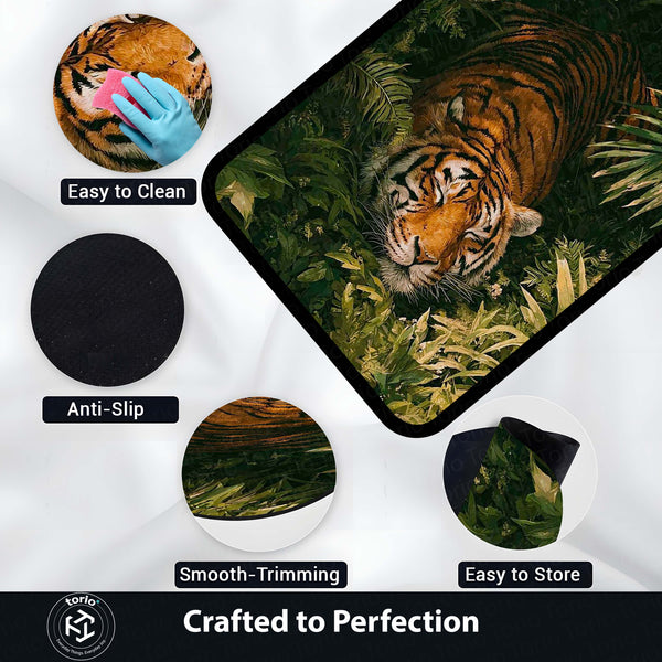 Sleeping Tiger Jungle Area Rug | Wildlife Animal Floor Mat | Nature Theme Rug for Bedroom, Living Room & Gaming Room Decor
