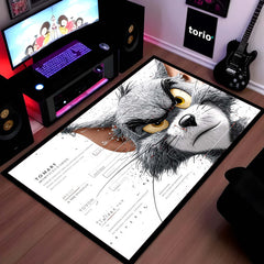 Tom Cat Angry Face Area Rug | Cartoon Character Floor Mat | Funny Meme Style Rug for Bedroom, Gaming Room & Kids Room Decor