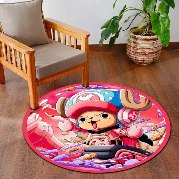 Tony Tony Chopper Round Rug | One Piece Anime Circle Floor Mat | Anti-Slip 3 mm Absorbent Rug for Bedroom, Gaming Room & Anime Decor