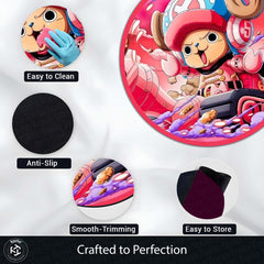 Tony Tony Chopper Round Rug | One Piece Anime Circle Floor Mat | Anti-Slip 3 mm Absorbent Rug for Bedroom, Gaming Room & Anime Decor