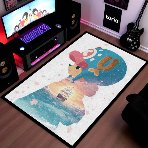 Cute Anime Reindeer Area Rug | Kawaii Cartoon Floor Mat | Aesthetic Character Rug for Bedroom, Kids Room & Gaming Setup Decor