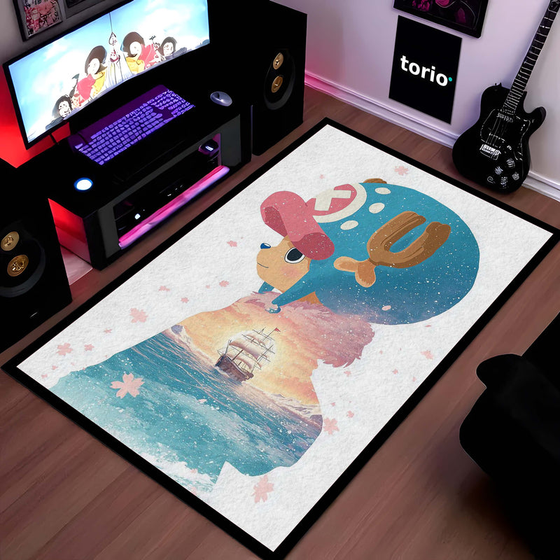 Cute Anime Reindeer Area Rug | Kawaii Cartoon Floor Mat | Aesthetic Character Rug for Bedroom, Kids Room & Gaming Setup Decor