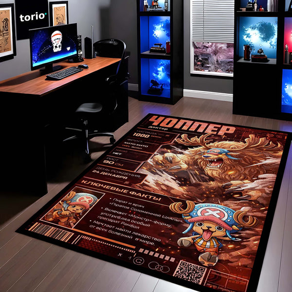 Tony Tony Chopper One Piece Area Rug | Cute Anime Character Floor Mat | Chopper Pirate Design Rug for Bedroom, Gaming Room & Anime Decor