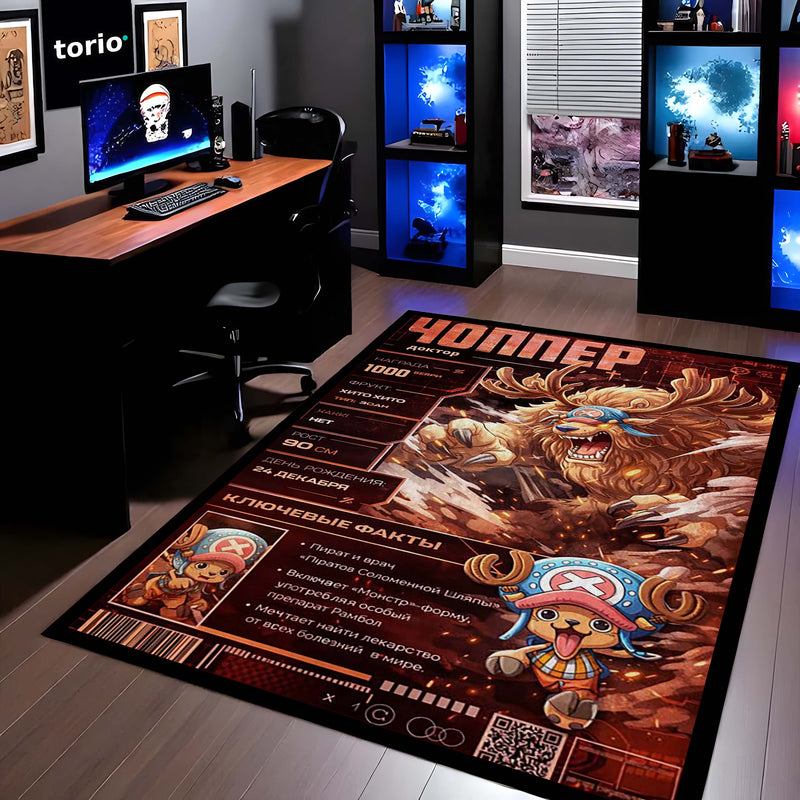 Tony Tony Chopper One Piece Area Rug | Cute Anime Character Floor Mat | Chopper Pirate Design Rug for Bedroom, Gaming Room & Anime Decor