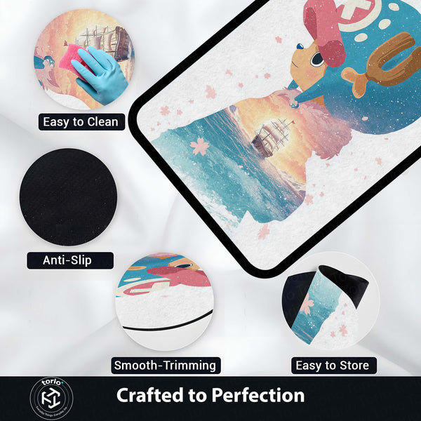 Cute Anime Reindeer Area Rug | Kawaii Cartoon Floor Mat | Aesthetic Character Rug for Bedroom, Kids Room & Gaming Setup Decor