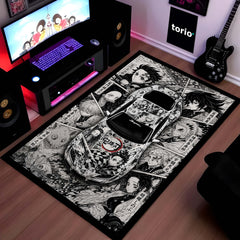 Demon Slayer Toyota GR Supra Anime Area Rug | Tanjiro & Hashira Floor Mat | Demon Slayer Gaming Rug for Bedroom, Gaming Room, Anime Setup & Otaku Decor