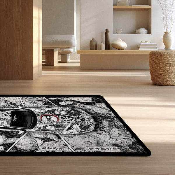 Demon Slayer Toyota GR Supra Anime Area Rug | Tanjiro & Hashira Floor Mat | Demon Slayer Gaming Rug for Bedroom, Gaming Room, Anime Setup & Otaku Decor