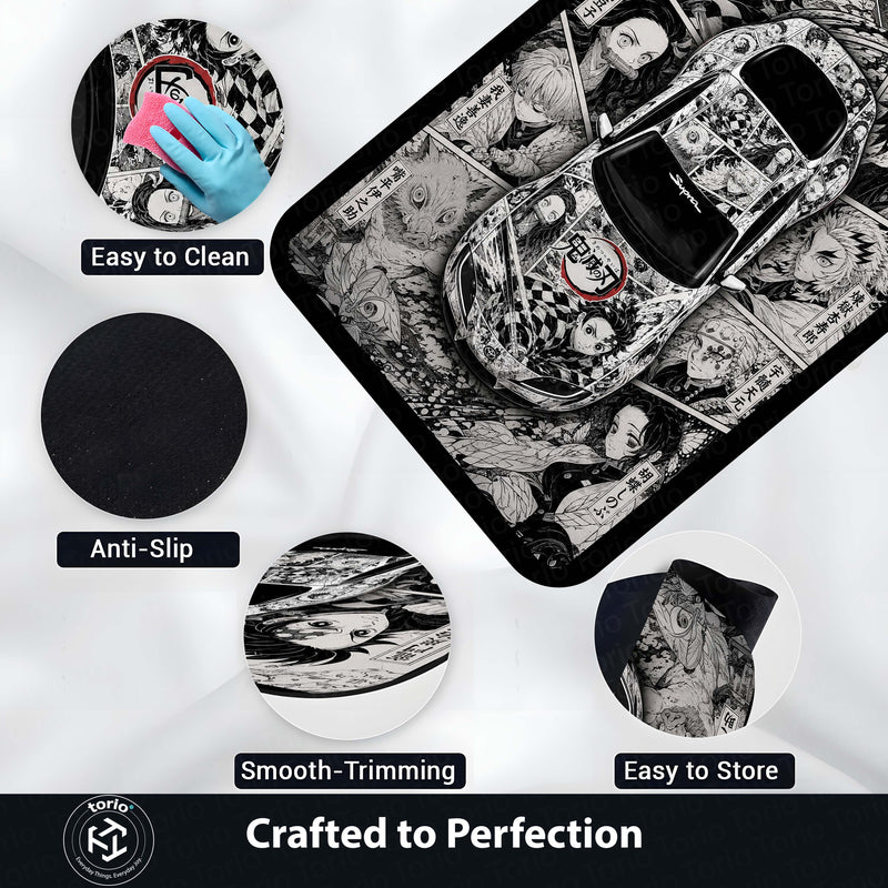 Demon Slayer Toyota GR Supra Anime Area Rug | Tanjiro & Hashira Floor Mat | Demon Slayer Gaming Rug for Bedroom, Gaming Room, Anime Setup & Otaku Decor