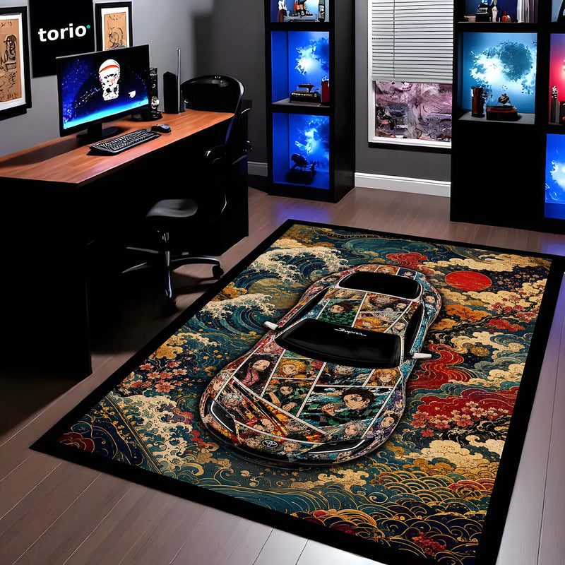 Naruto Shippuden Toyota GR Supra Anime Area Rug | Naruto & Sasuke Floor Mat | Naruto Gaming Rug for Bedroom, Gaming Room, Anime Setup & Otaku Decor