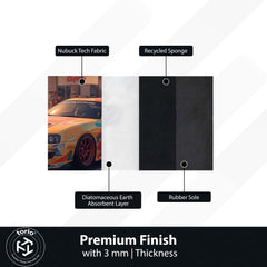 Toyota Supra MK4 JDM Area Rug | Street Racing Sports Car Floor Mat | Retro Gas Station Automotive Gaming Rug for Bedroom, Garage & Car Enthusiasts